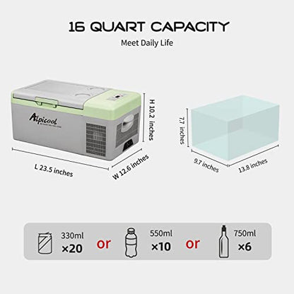 Y16T Portable Fridge 12 Volt Car Refrigerator 16 Quart Freezer for Fishing