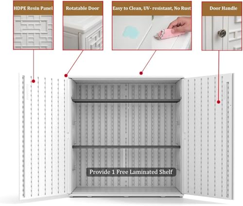 Indoor Outdoor Storage Cabinet with Doors and Shelf