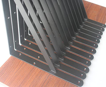 6 Pack L18 x H 12" Black Heavy Duty Shelf Brackets with Screws Metal Shelf Brackets Shelf Support Angle Brackets for Shelves L Brackets Heavy Duty Floating Shelf (6 Count)