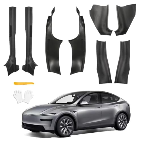 8Pcs Door Sill Protector for Tesla Model Y Juniper 2025 2026 Front and Rear Door Pedal Kick Protection Carbon Fiber Friction Resistant Model Y Juniper Interior Accessories