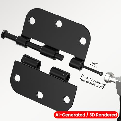 Rounded Matte Black Door Hinges 3.5" 5 (6 Count)