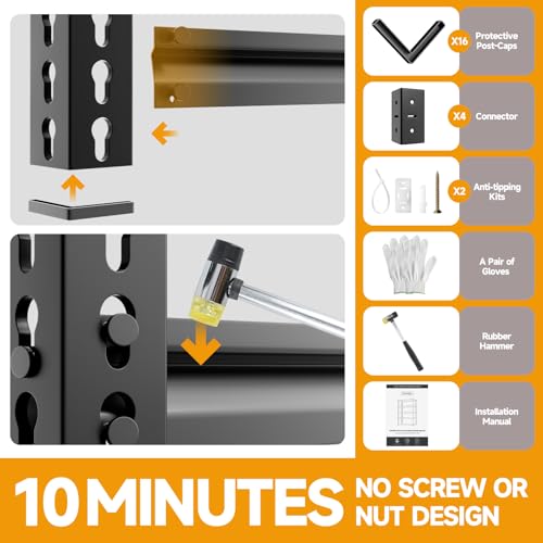 5 Tier 60”W x 20”D x 78”H Heavy Duty Metal Garage Shelving Units 3300LBS Metal Storage Rack Adjustable Industrial Storage Shelves 60 Inch Shelf
