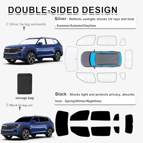 8pcs Sun Shades for Volkswagen VW Atlas (8 Count)