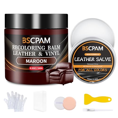 Maroon Leather Recoloring Balm with 100ml Mink Oil