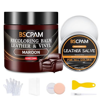 Maroon Leather Recoloring Balm with 100ml Mink Oil