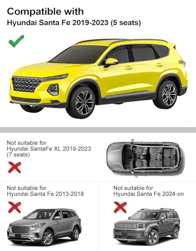 in Channel Window Visors Rain Guards for Hyundai Santa Fe 5 Seats 2019 (4 Count)