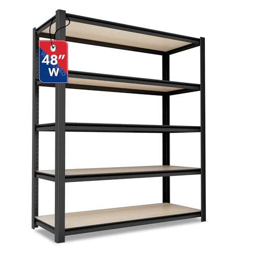 5 Tier Black Shelving with Board (5 Count)
