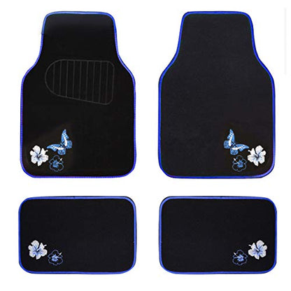 Universal Fit Embroidery Butterfly and Flower Car Floor Mats