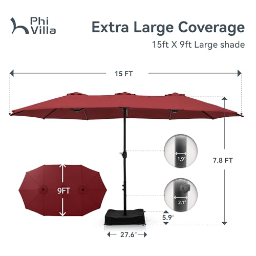 15ft Large Outdoor Patio Umbrella with Base Included