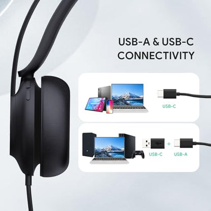 UH37 USB Headset with Mic Mono Wired Headphone for Office USB
