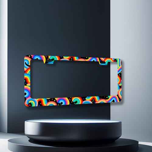 Stainless Steel Colorful Boho Rainbow License Plate Frame 12.2 x 6.2 Inch