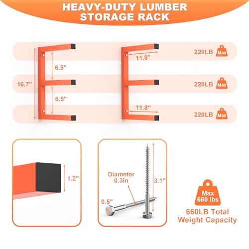 Lumber Storage Rack Wall Mount Wood Storage Racks (4 Count)