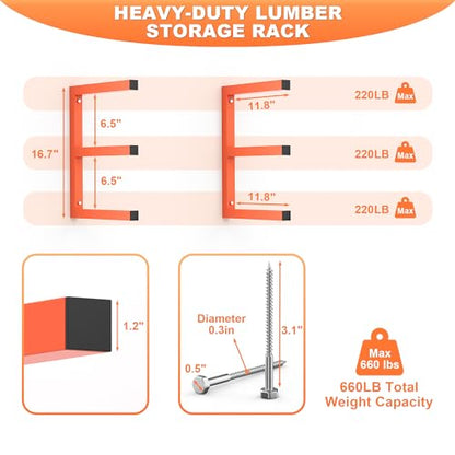 Lumber Storage Rack Wall Mount Wood Storage Racks (4 Count)