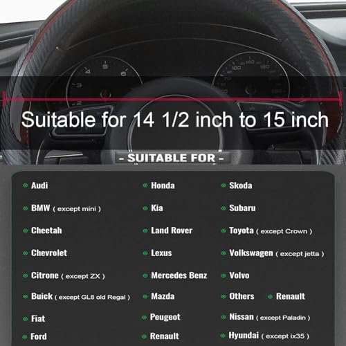 Wood Grain Steering Wheel Cover Red Universal Microfiber Leather
