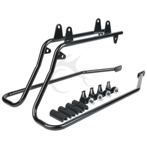 Motorcycle 5" Stretched Saddlebags with Black Conversion Brackets Fit For Harley Softail Deluxe Heritage Softail 1984
