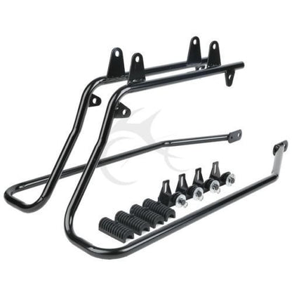 Motorcycle 5" Stretched Saddlebags with Black Conversion Brackets Fit For Harley Softail Deluxe Heritage Softail 1984