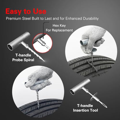 80 pcs Universal Tire Repair Kit with Plugs Heavy Duty Professional