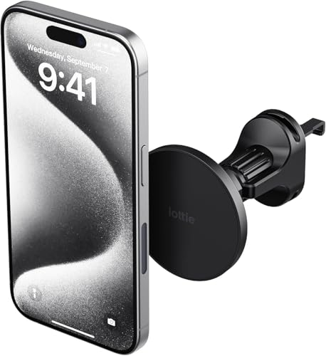 iTap 3 Magnetic Air Vent Car Mount Phone Holder with Magnetic Ring Adapter. Compatible with iPhone