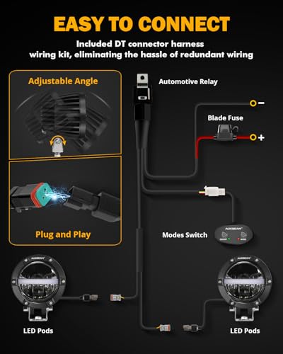 C4 Series 4 Inch 110W Round Light Offroad Pods with Amber DRL (2 Count)
