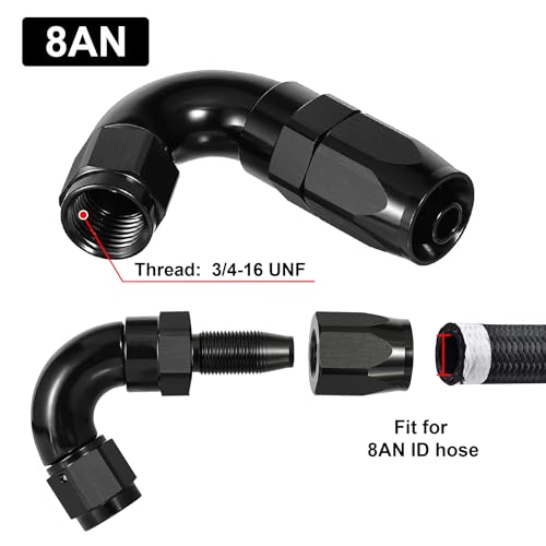 8AN 120 Degree One Piece Full Flow Hose End Fitting Swivel for CPE Braided Hose