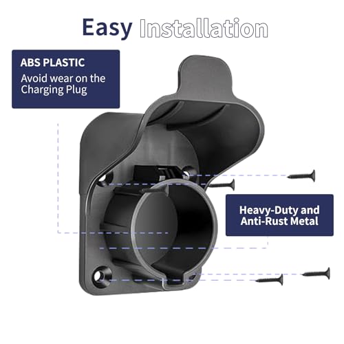 Wall Mount EV Charger Holder for SAE J1772｜Universal Charging Cable Organizer Holster｜Weatherproof Electric Car Plug Dock｜Space Saving Indoor