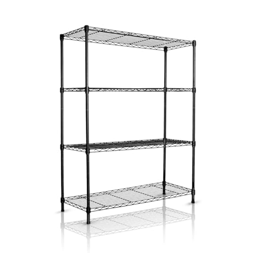 Heavy Duty Black 4 Tiers Steel 36x14x54 Wire Shelving NSF Certified. Adjustable Storage Rack for Kitchen