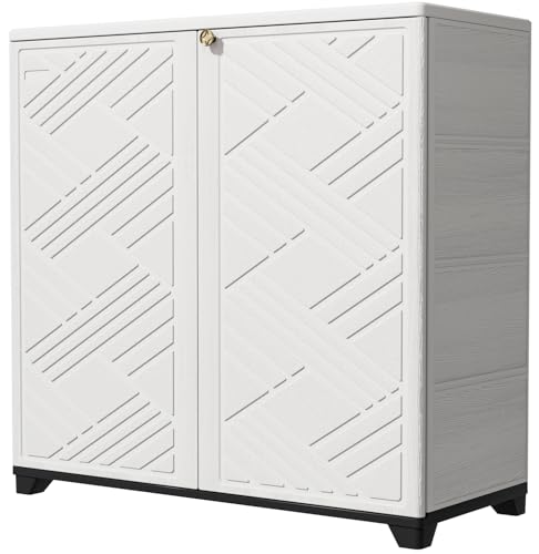 Outdoor Storage Cabinet Waterproof with 2 Shelves