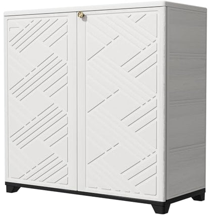 Outdoor Storage Cabinet Waterproof with 2 Shelves
