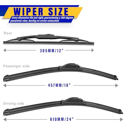 3 Wipers Fits GMC Terrain 2018