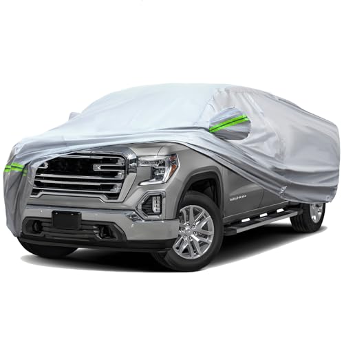 6 Layers Heavy Outdoor Pickup Full Car Cover Hard Shell Zipper Design Waterproof All Weather Weatherproof UV Sun Protection Snow Dust Storm Resistant with Straps