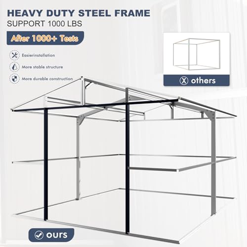 10x12 FT Outdoor Metal Shed with Unique Sunroof Windows Lockable Double Door Air Vent