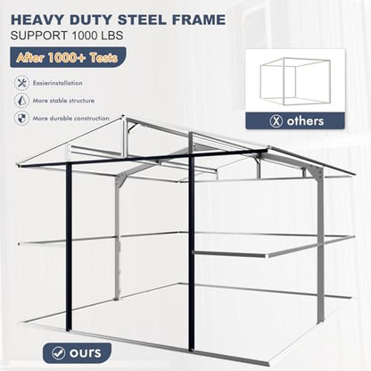 10x12 FT Outdoor Metal Shed with Unique Sunroof Windows Lockable Double Door Air Vent