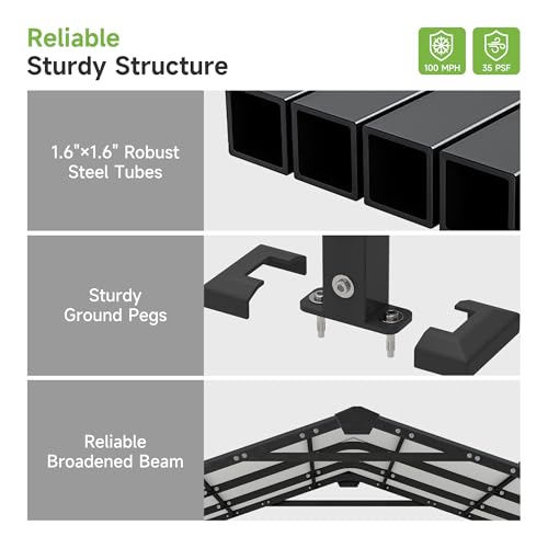 10 x 15 FT Vertical Stripe Galvanized Steel Roof Metal Carport