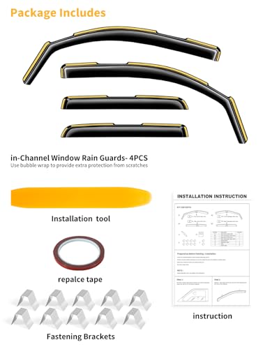 Window Visors Rain Guards for Toyota Tacoma Double Cab 2016 (4 Count)