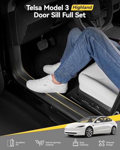 Full Set Door Sill Protector for Tesla Model 3 Hignland 2024 2025 2026 (5 Count)