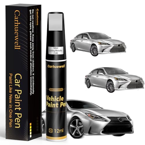 1J4) Silver Lining Metallic Touch Up Paint Compatible with Lexus, Exact Match Car Paint Pen Automotive Scratch Repair Remover Kit Quick & Easy Solution for Vehicle Chips and Nicks