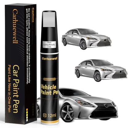 1J4) Silver Lining Metallic Touch Up Paint Compatible with Lexus, Exact Match Car Paint Pen Automotive Scratch Repair Remover Kit Quick & Easy Solution for Vehicle Chips and Nicks
