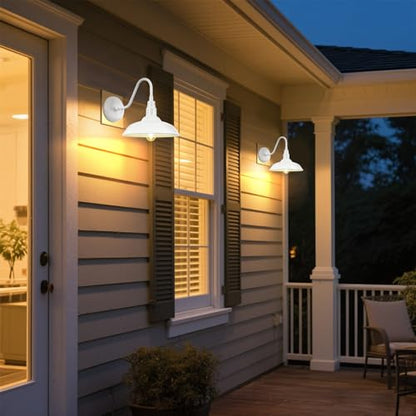 10 Inch Dome Outdoor Gooseneck Barn Light Fixture White Exterior Barn Wall Lantern