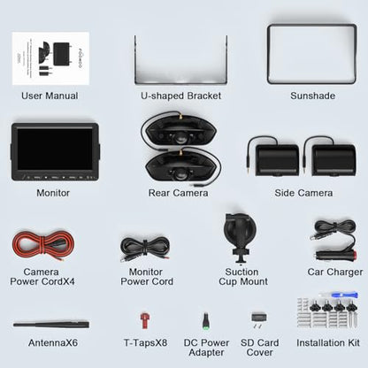 HD 1080P 7" Wireless 4 Backup Camera System for Furrion Pre
