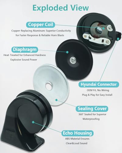 126dB Horn Kit Compatible with Hyundai and Kia