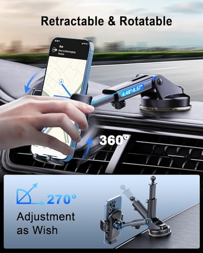 2026 NEW] Car Phone Holder [Upgraded Strongest Suction & Clip] Cell Phone Mount for Dashboard Windshield Vent