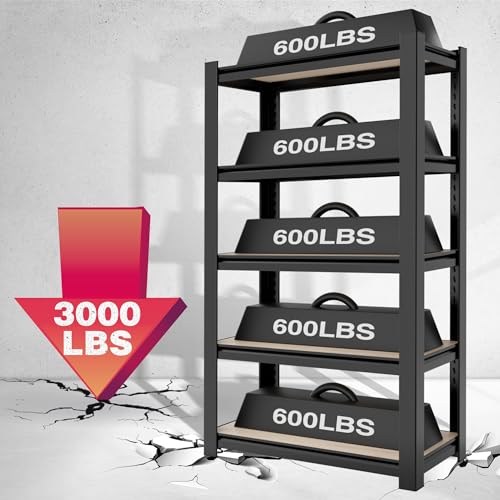 5 Tier Black Shelving with Board (5 Count)