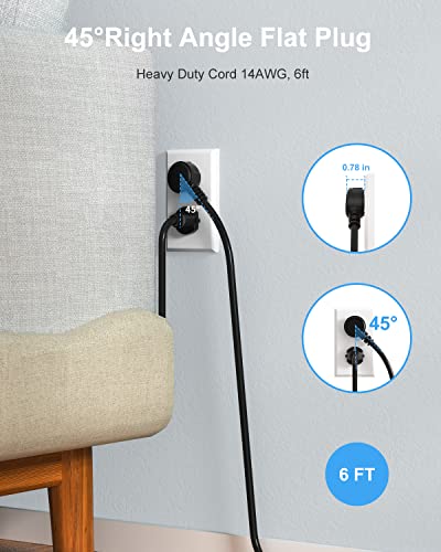 Black Appliance Extension Cord with Individual Switches on Off