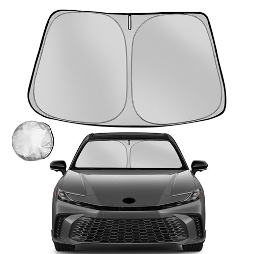 Windshield Sun Shade for 2025 2026 Toyota Camry Foldable Sun Sunshade for Car Front Window Blocks UV Rays and Heat Automotive Interior Protector Custom Fit Accessories