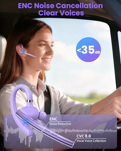 Bluetooth Headset V5.1 72H Talk Dual Mic with Mute Button for Business