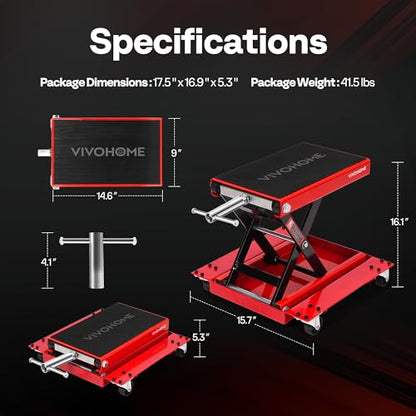 1100 Lbs Motorcycle Lift Jack with Dolly Wheel
