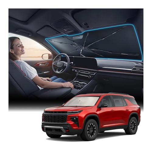 Windshield Sun Shade Umbrella [Vinyl Coating Heat Shield] Compatible with Chevy Traverse