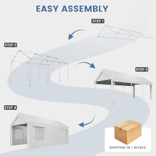 Carport 10' x 20' Heavy Duty Carport with Roll