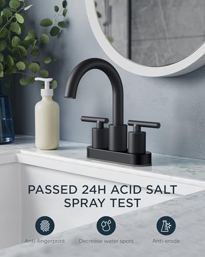 Bathroom Sink Faucet 3 Hole Matte Black 4 Inch Centerset