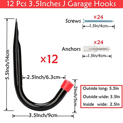 12 Pack Heavy Duty Steel Garage Storage Hooks (12 Count)